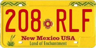 NM license plate 208RLF
