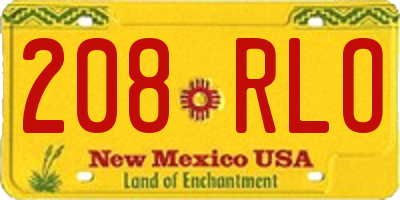 NM license plate 208RLO