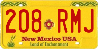 NM license plate 208RMJ