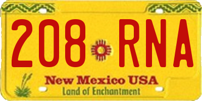 NM license plate 208RNA