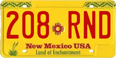 NM license plate 208RND