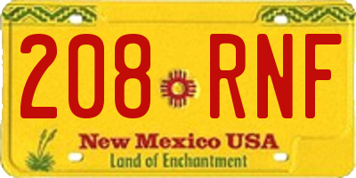NM license plate 208RNF