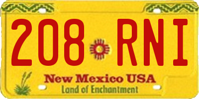 NM license plate 208RNI