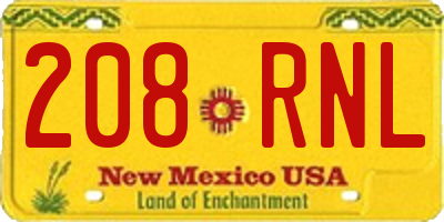 NM license plate 208RNL