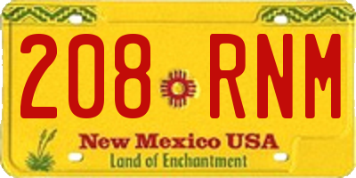 NM license plate 208RNM