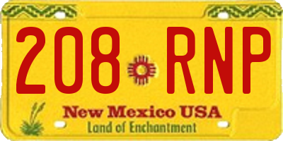 NM license plate 208RNP