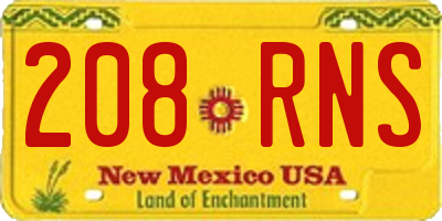 NM license plate 208RNS