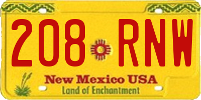 NM license plate 208RNW