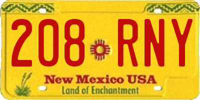NM license plate 208RNY