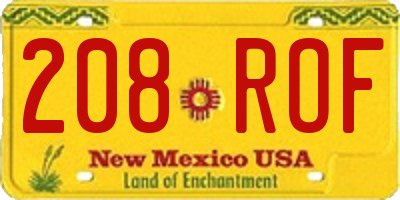 NM license plate 208ROF