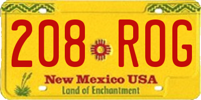 NM license plate 208ROG