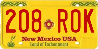 NM license plate 208ROK
