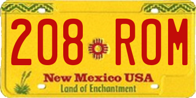 NM license plate 208ROM