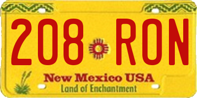 NM license plate 208RON
