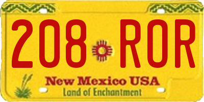 NM license plate 208ROR