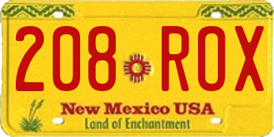 NM license plate 208ROX