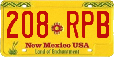 NM license plate 208RPB