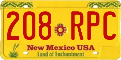 NM license plate 208RPC