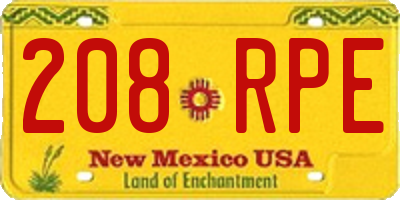 NM license plate 208RPE