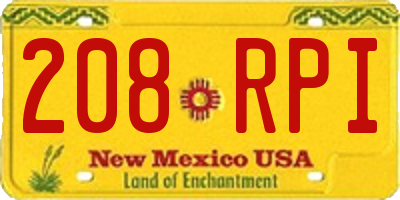 NM license plate 208RPI