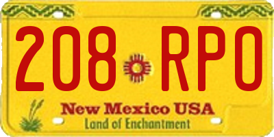 NM license plate 208RPO