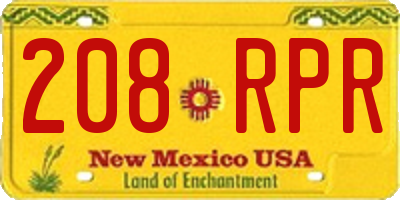 NM license plate 208RPR