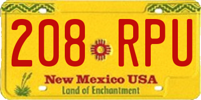 NM license plate 208RPU