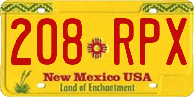 NM license plate 208RPX