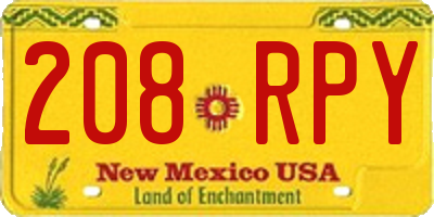 NM license plate 208RPY