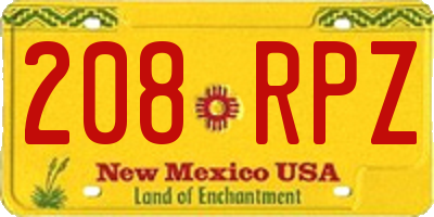 NM license plate 208RPZ