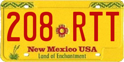 NM license plate 208RTT