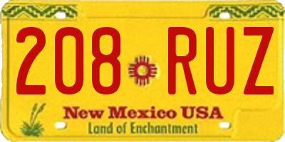 NM license plate 208RUZ