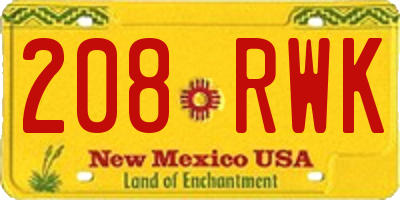 NM license plate 208RWK