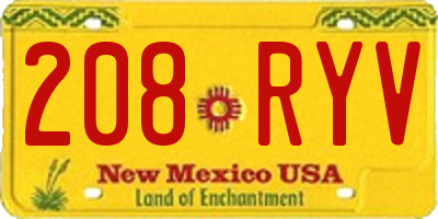 NM license plate 208RYV