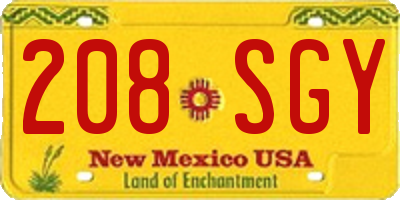 NM license plate 208SGY
