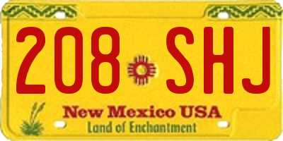 NM license plate 208SHJ