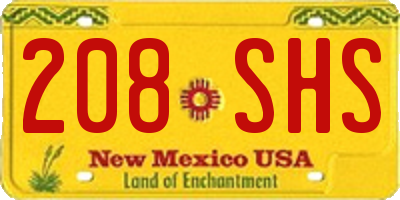 NM license plate 208SHS