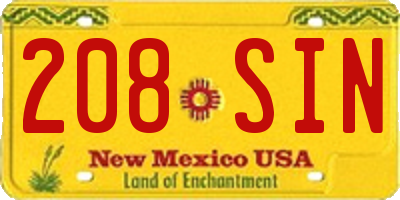 NM license plate 208SIN