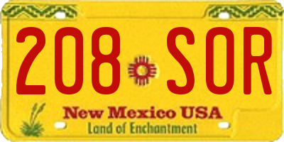 NM license plate 208SOR