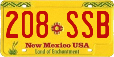 NM license plate 208SSB