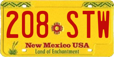 NM license plate 208STW