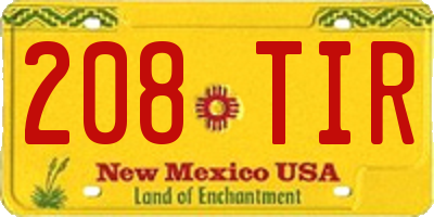 NM license plate 208TIR