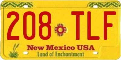 NM license plate 208TLF