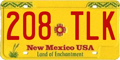 NM license plate 208TLK