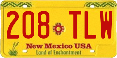 NM license plate 208TLW
