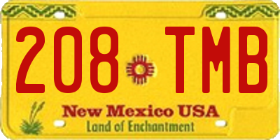 NM license plate 208TMB