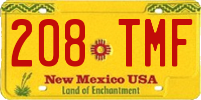 NM license plate 208TMF