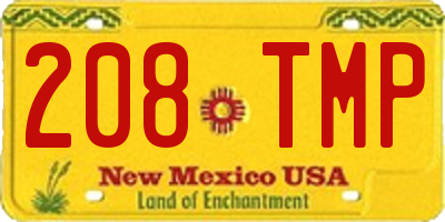 NM license plate 208TMP