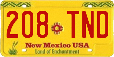 NM license plate 208TND