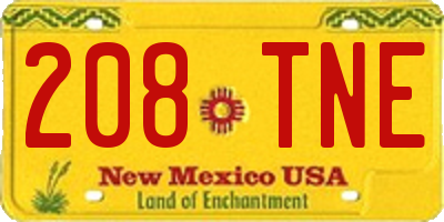 NM license plate 208TNE